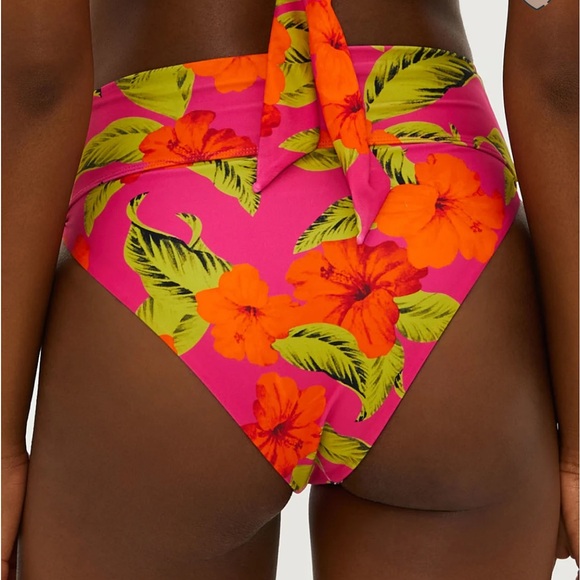 NWT Beach Riot Hibiscus Bikini Sz S Highway Bottom Paulina Top Floral Tropical - Picture 6 of 16